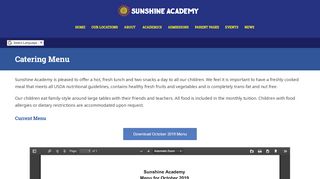 
                            4. Catering Menu – Sunshine Academy