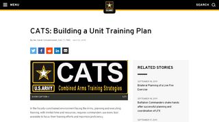 
                            3. CATS: Building a Unit Training Plan | Article | The United States Army