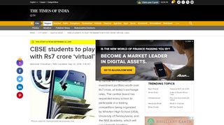 
                            9. CBSE students to play the markets with Rs7 crore 'virtual' cash ...