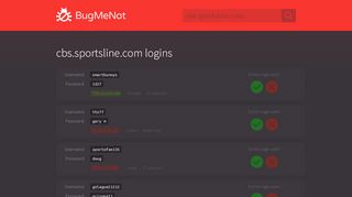 
                            8. cbs.sportsline.com logins - BugMeNot