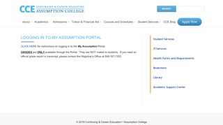 
                            10. CCE at Assumption Logging in to My.Assumption Portal