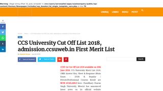 
                            4. CCS University Cut Off List 2018, …