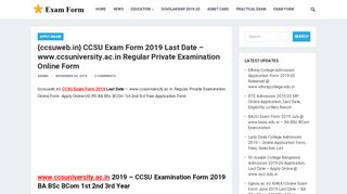 
                            6. {ccsuweb.in} CCSU Exam Form 2019 Last Date - …