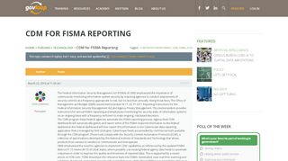 
                            8. CDM for FISMA Reporting » Topics | GovLoop