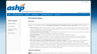 
                            4. CE Information - ASHP eLearning