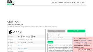 
                            6. CEEK ICO - Check The CEEK Token Price ... - ICO …