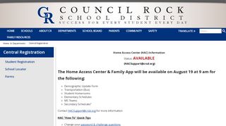 
                            10. Central Registration / HAC Main Page