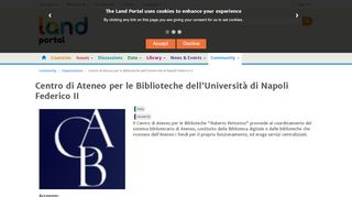 
                            8. Centro di Ateneo per le Biblioteche dell ... - Land Portal