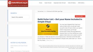 
                            8. CEO Delhi Login Page - voteridcard.org.in