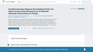 
                            8. Cerebrovascular Disease Knowledge Portal - Semantic Scholar