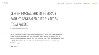 
                            8. Cerner Portal, EHR to integrate patient-generated data ... - Validic