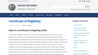 
                            1. Certificate of Eligibility - California Department of Justice