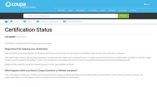 
                            8. Certification Status - Coupa Success Portal