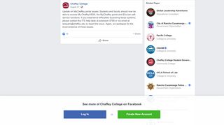 
                            9. Chaffey College - Update on MyChaffey portal issues:... | Facebook