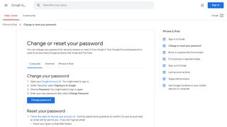 
                            3. Change or reset your password - Gmail Help - Google Support