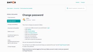 
                            2. Change password – Zattoo Support