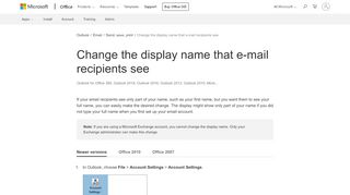 
                            2. Change the display name that e-mail recipients see - Outlook