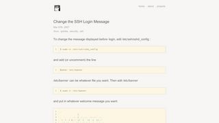 
                            1. Change the SSH login message - Dave Perrett