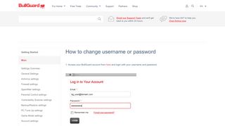 
                            9. Change Username or Password - BullGuard