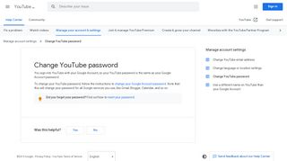 
                            2. Change YouTube password - YouTube Help - Google Help