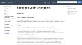 
                            9. Changelog - Facebook Login - Documentation - Facebook for ...