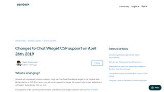 
                            7. Changes to Chat Widget CSP support on April 26th, 2019 ...