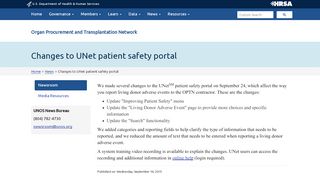 
                            6. Changes to UNet patient safety portal - OPTN
