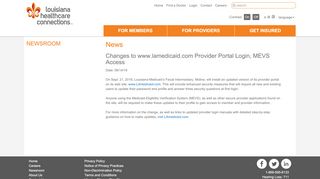 
                            9. Changes to www.lamedicaid.com Provider Portal Login, MEVS ...