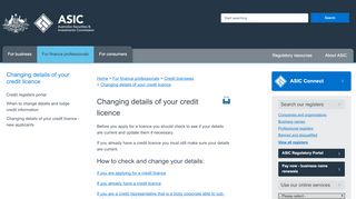 
                            3. Changing details of your credit licence | ASIC - Australian Securities ...