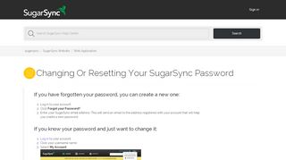 
                            2. Changing or Resetting your SugarSync Password – sugarsync