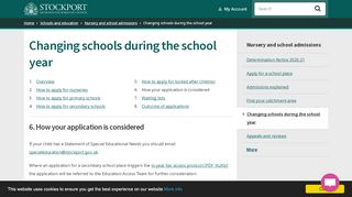 
                            7. Changing schools during the school year - Stockport Council