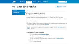 
                            5. Changing the FRITZ!Box's IP address - AVM International