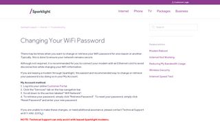 
                            3. Changing Your WiFi Password – Sparklight Support