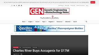 
                            8. Charles River Buys Accugenix for $17M | GEN