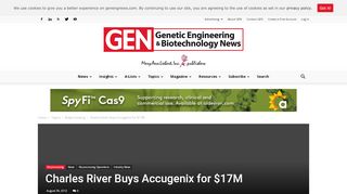 
                            9. Charles River Buys Accugenix for $17M