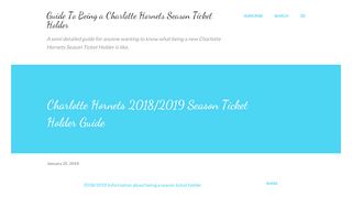 
                            11. Charlotte Hornets 2018/2019 Season Ticket Holder Guide