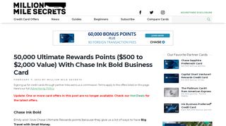 
                            6. Chase Ink Bold - 50,000 Ultimate Rewards Points | Million ...