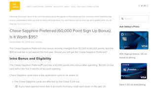 
                            6. Chase Sapphire Preferred (60,000 Point Sign Up Bonus): Is ...