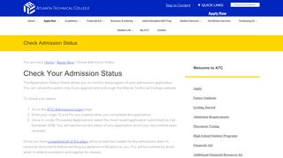 
                            4. Check Admission Status - Atlanta Technical College