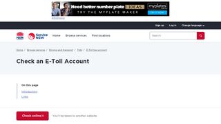 
                            8. Check an E-Toll Account | Service NSW