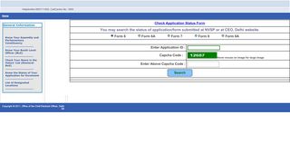 
                            2. Check Application Status Form - Chief Electoral Officer, Delhi