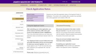 
                            2. Check Application Status - James Madison University