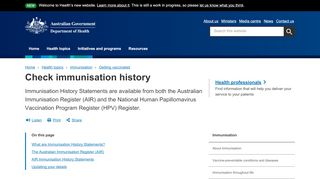 
                            5. Check immunisation history | Australian Government ...