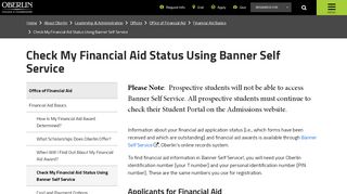 
                            11. Check My Financial Aid Status Using Banner Self Service | Oberlin ...