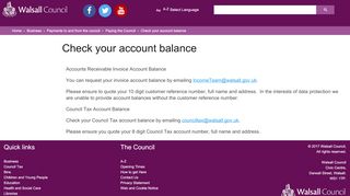 
                            4. Check your account balance - Walsall Council