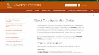 
                            2. Check Your Application Status - Admitted Students - University of Miami