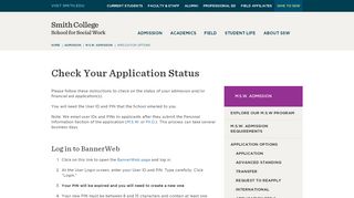 
                            2. Check Your Application Status - Smith College School for Social Work