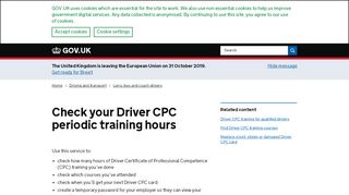 
                            1. Check your Driver CPC periodic training hours - GOV.UK