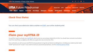 
                            3. Check Your Status - Future Roadrunner - UTSA