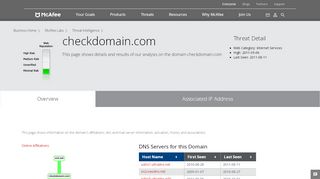 
                            8. checkdomain.com - Domain - McAfee Labs Threat Center